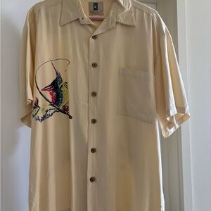 Kalaka Beige Short Sleeve Shirt with Marlin Design sample size. Large  vintage